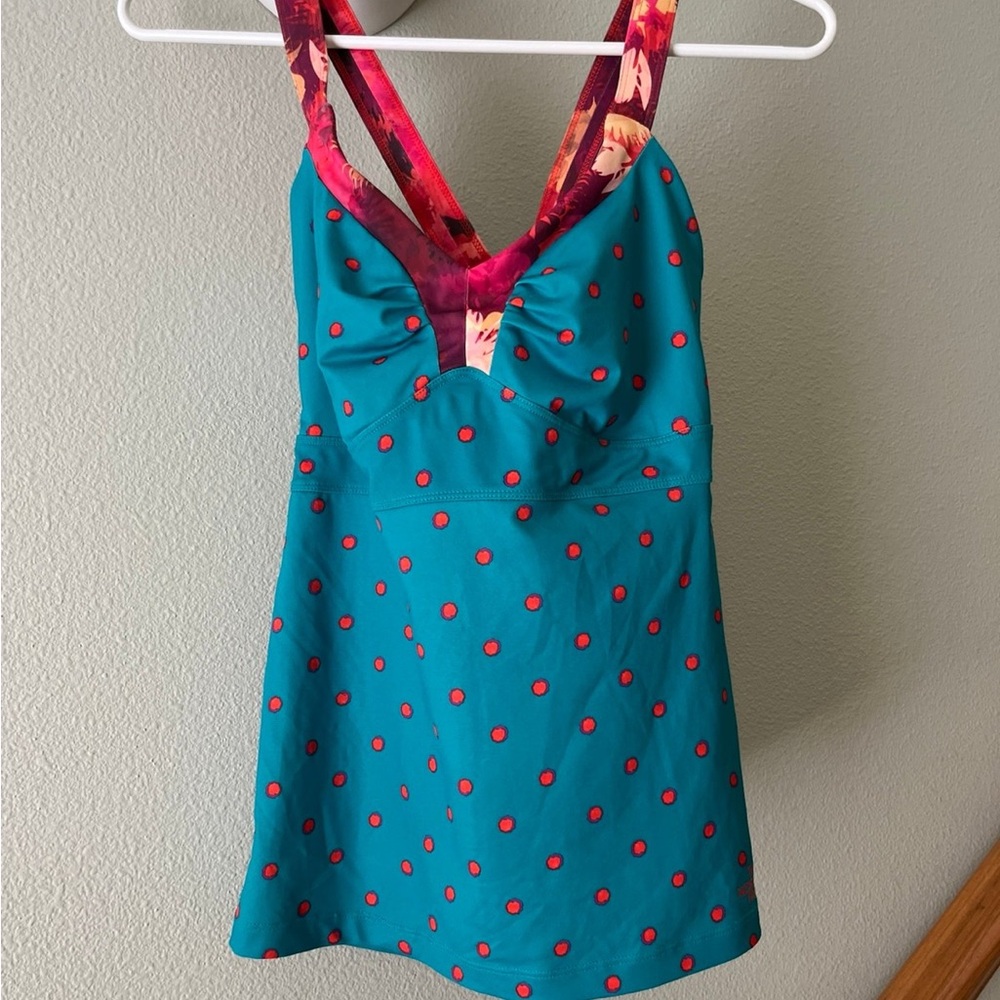 The North Face Tankini swim Top Turquoise polka dots
